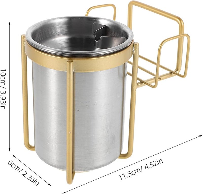 مجموعة منفاخ السجائر الفولاذ المقاوم للصدأ المثبت على الحائط 2 قطعة حاوية الرماد في الحمام مقاومة للصدأ - Image 2
